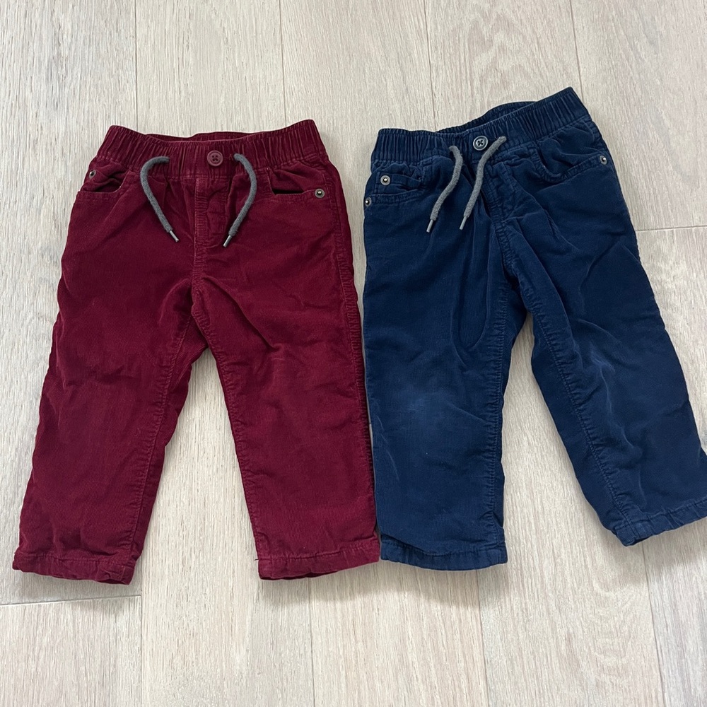 🍀2/$10Gap Kids Corduroy Fleece Lining  Pull-On Pants - Burgundy & Navy -  18-24m